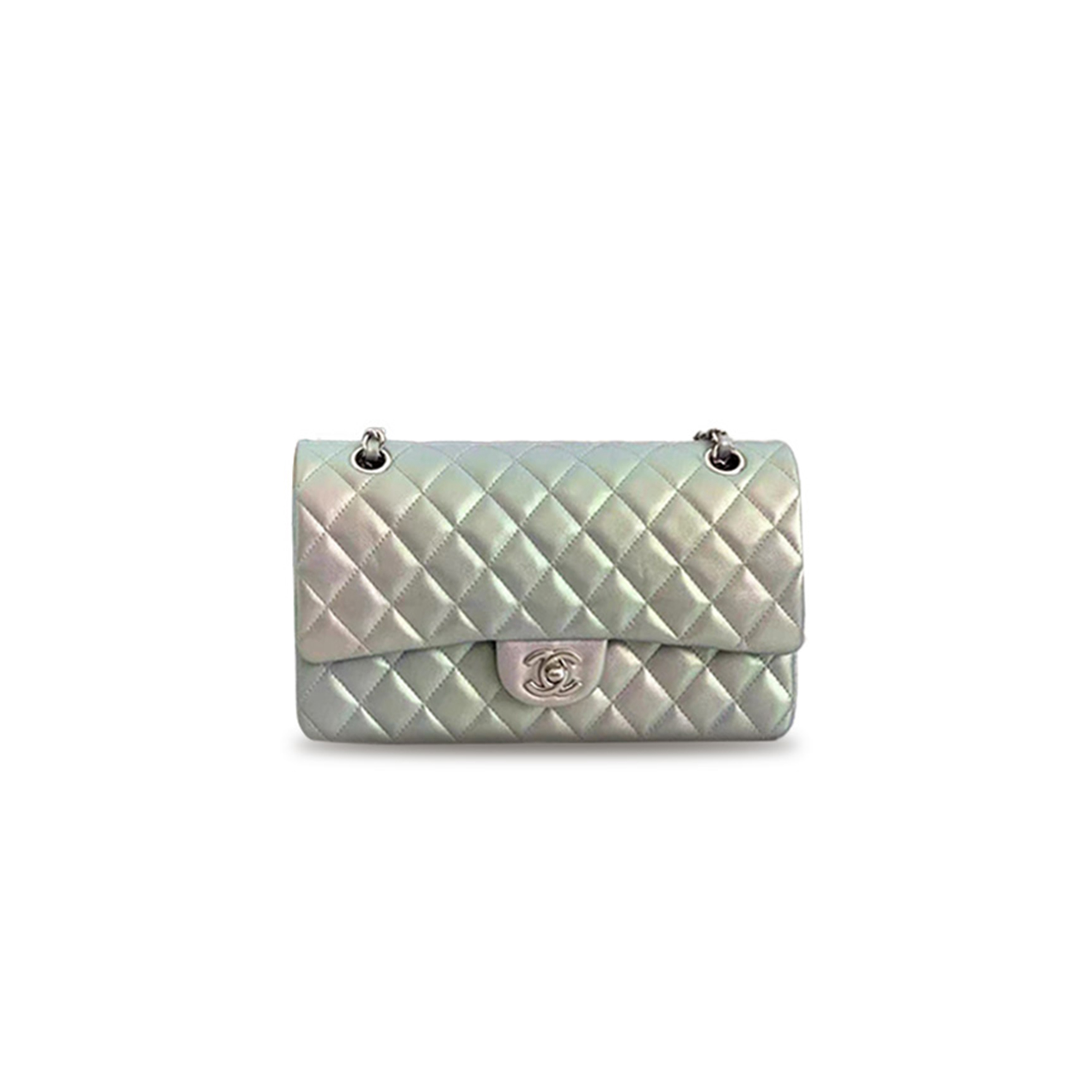 CHANEL CLASSIC IRIDESCENT LAMBSKIN DOUBLE FLAP SHOULDER BAG (25*15*6cm)